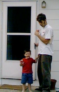 Jim and Zak at the front door